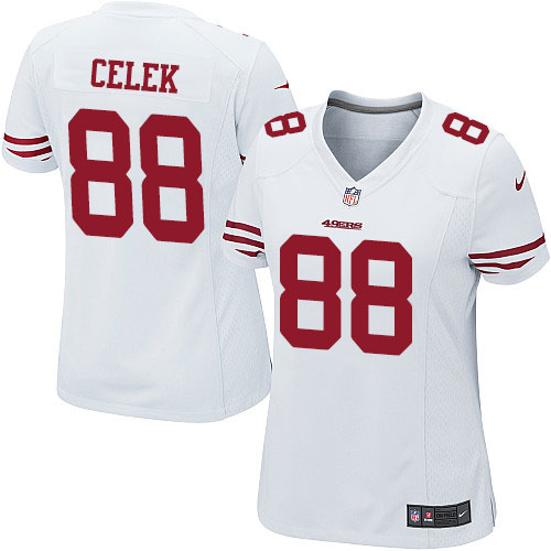 Women's Elite Garrett Celek Nike Jersey White Road - #88 NFL San Francisco 49ers